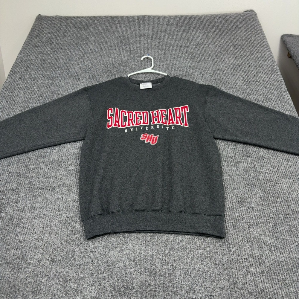 Sacred Heart Champion Sweatshirt Mens M Grey Cotton Blend Crewneck Collegiate